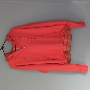 Athleta 3/4 zip pullover. Women's XL deep orange hooded pullover. Athleta.